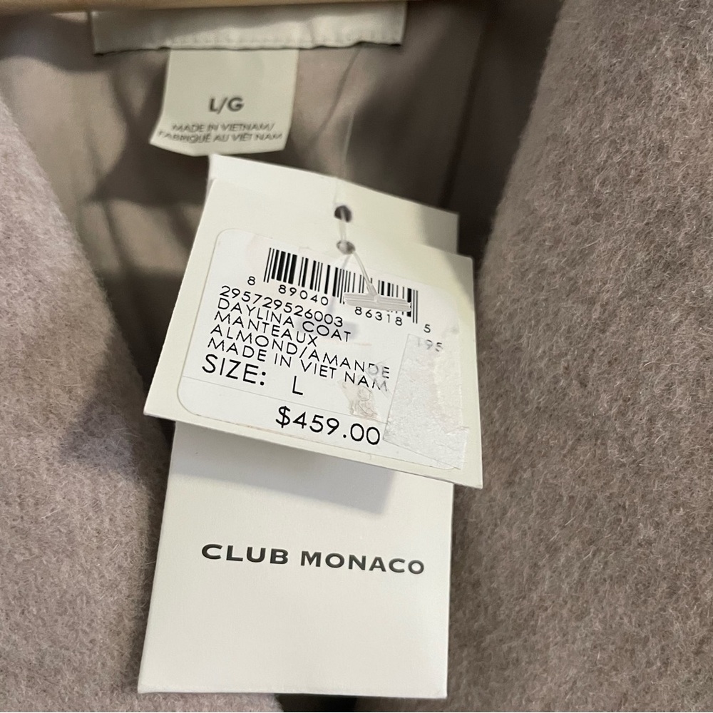NWT Club Monaco Daylina Almond Beige Wool Coat Size Large Long Wool Coat - Picture 6 of 9